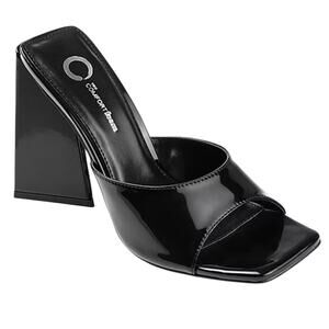 Journee Women's Kammali Sculpted Heel Slide Sandals Black Size 8